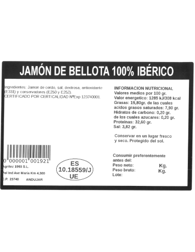 Jamón de Bellota 100% ibérico | Compra Productos online