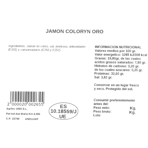 Jamón Coloryn Oro | Compra Productos online 2