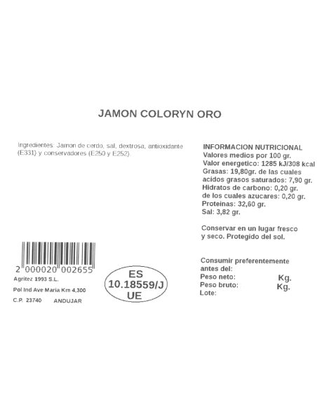 Jamón Coloryn Oro | Compra Productos online