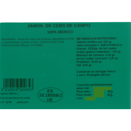 Jamón Cebo de Campo 100% Ibérico | Compra Productos online 2