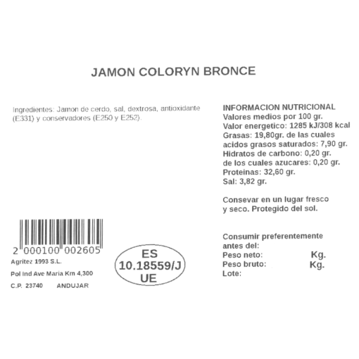 Jamón Coloryn Bronce | Compra Productos online 2