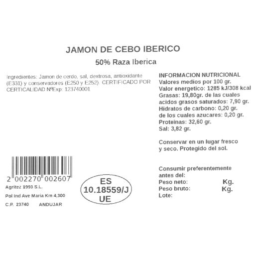 Jamón Cebo 50% Ibérico | Compra Productos online 2