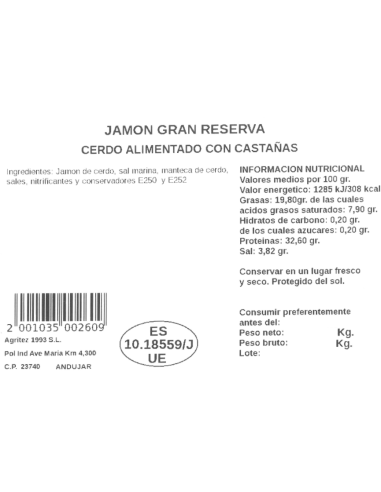Jamón Gran Reserva | Compra Productos online