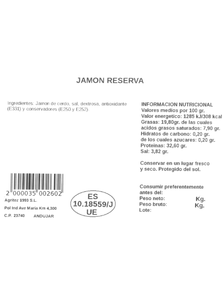 Jamón Reserva | Compra Productos online