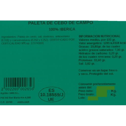 Paleta Cebo de Campo 100% Ibérica | Compra Productos online 2