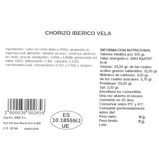 Chorizo Ibérico Vela | Compra Productos online 2
