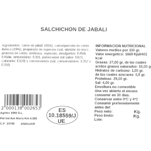 Salchichón Jabalí | Compra Productos online 2