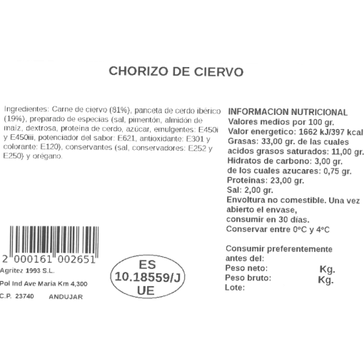 Chorizo Ciervo | Compra Productos online 2