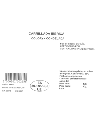 Carrillada ibérica coloryn | Compra Productos online