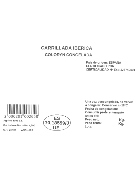 Carrillada ibérica coloryn | Compra Productos online