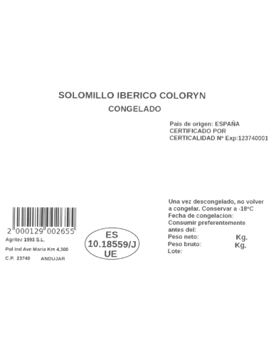 Solomillo ibérico Coloryn | Compra Productos online