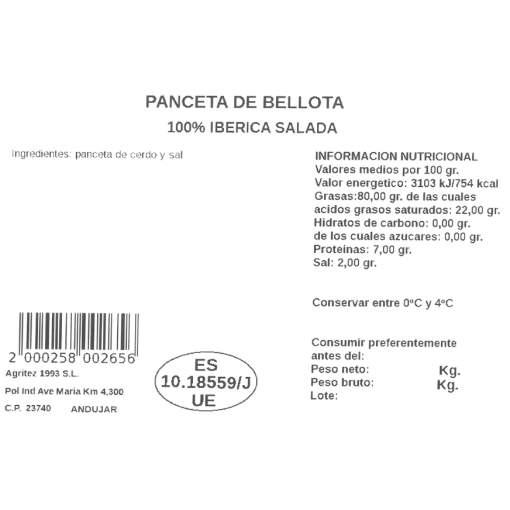 Panceta ibérica curada | Compra Productos online 2