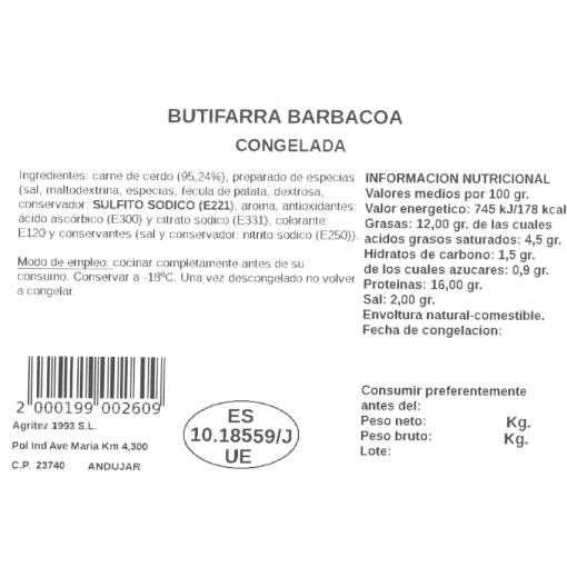 Butifarra barbacoa | Compra Productos online 2