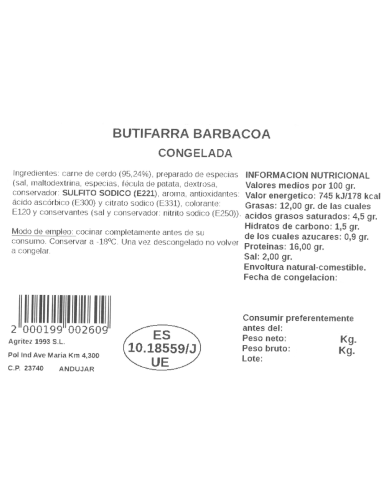 Butifarra barbacoa | Compra Productos online