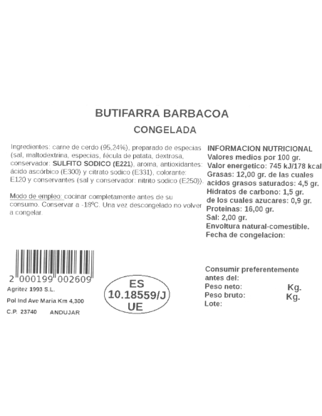 Butifarra barbacoa | Compra Productos online