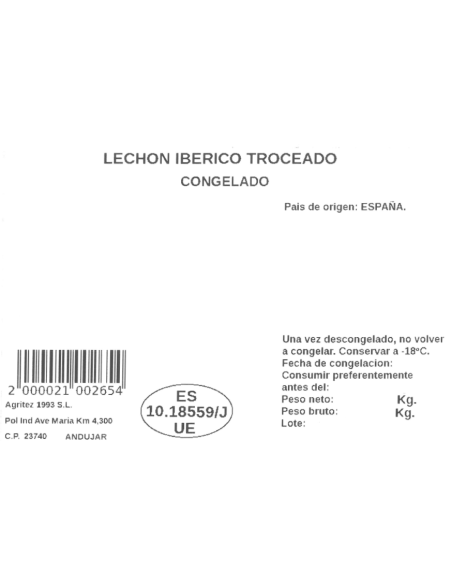 Lechón ibérico troceado | Compra Productos online